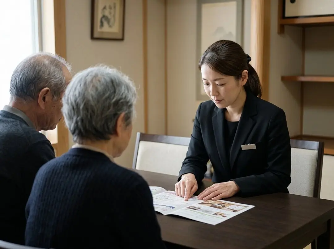 ご家族に資料を説明する担当プランナー
